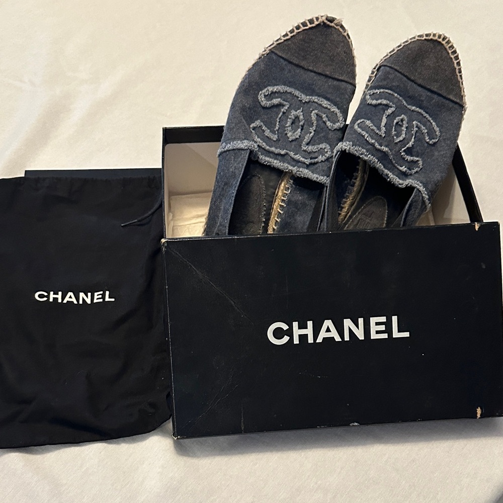 CHANEL Denim Blue Espadrilles